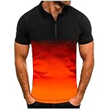 Poloshirt Herren Kurzarm Regular Fit T Shirts mit Zipper Sommer Casual Atmungsaktive Sportliche T-Shirts Laufshirt Kurzarmshirt für Männer Einfarbig Leicht T-Shirts Rundhals Sommer T