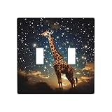 LLKGOT Giraffe in der interstellaren Welt Bild, Schalterabdeckung, dekoratives Wandpaneel, geeignet für Wohn- und Gewerbebereiche, 11,4 x 11,4