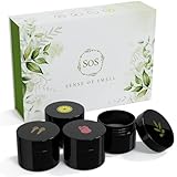 SOS Riechtraining Set mit Riechgläsern | Effektive Hilfe bei Geruchsverlust | 100% Ätherische Öle – Rose, Zitrone, Eukalyptus, Nelke | Wieder Riechen L