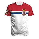 YuanDiann 2022 Katar Fußball Weltmeisterschaft T-Shirt Kurzarm Rundhals 3D Drucken Nationalflagge Fanshirt Sport Casual Atmungsaktiv Trikots Fussballshirts Herren und Damen Serbien L