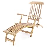 Divero Liegestuhl eleganter Deckchair Florentine Steamer Chair Teakholz unb