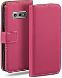 moex Book Case für Samsung Galaxy S10e Handyhülle mit Kartenfach, Hülle klappbar 360 Grad Schutzhülle, Klapphülle Flip Case Cover, PU Leder Handytasche Lederhülle, Pink