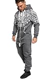 Amaci&Sons Herren Norweger Overall Jumpsuit Onesie Jogging Sportanzug Trainingsanzug Jogginganzug 3009 Anthrazit XXL