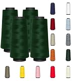4 KONEN - Nähmit - Overlockgarn Nähgarn je 1500 Meter - 100% Polyester Garn für Overlock Coverlock & Coverstich Nähmaschinen - Fadenstärke 40/2 (120er) (A11-890-tanne)