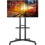 BONTEC TV Ständer mit Rollen TV Wagen Fernsehständer Höhenverstellbar für 32-85 Zoll LCD LED OLED Plasma Flach & Curved Fernseher bis zu 60KG, Max VESA 600x400