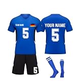 Generisch Neue Personalisierte Fussball Trikots, Fußball Trikot mit Namen Logo Nummer Set Jungen Kinder, Deutschland Fußball Trik