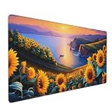 Mauspad XXL,500x250 mm, Sonnenuntergang Sonnenblume Gaming Mauspad, Schreibtischunterlage Mousepad Vernähte Kanten Anti-Rutsch, für Gaming Zubehör Deko, Stabiler Halt auf Glatten Oberflächen Y-926