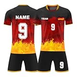Generisch Deutschland Fußball Trikot mit Namen, Personalisierte Fussball Trikot mit Namen Logo Nummer, Fußball Trikot Traininganzug Jungen H