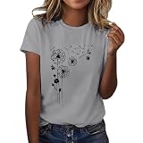 Damen-T-Shirt mit kurzen Ärmeln, elegante Bluse, Rundhalsausschnitt, Basic, mit geschwungenem Druck, Vintage-Blusen, lockeres Oberteil, lässiges Hemd, schwarzes Hemd, elegant, klassisch,