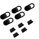 10-teiliges Set Webcam-Abdeckung, Staubschutz, ultradünn, Kamera-Abdeckung für Kamera, Privatsphäre, für Laptop/Handy/iPad/PC/Tablet mit Staubschutzstecker Typ C, Schw