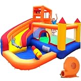 Ballsea Große Hüpfburg mit Gebläse, Trocken-/Wasserrutsche, geeignet für Kinder von 3 bis 10 Jahren, Children's Bouncy Castle for Indoor or Outdoor use 320 x 280 x 232