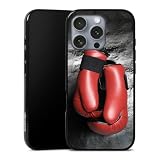 Silikon Hülle kompatibel mit Apple iPhone 16 Pro Case schwarz Handyhülle Boxen Boxhandschuhe Sp