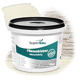 SuperBau Gebrauchsfertiger - Dispersionskleber für Fliesen -Flexmörtel Weiß - für Terrakotta Porzellan Tonfliesen Mosaikfliesen - Fliesenkleber Flexibel für schwierige Untergründe Zuhause 5 kg