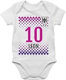 Baby Body Junge Mädchen - 2024 EM Fanartikel - Deutschland Fussball Trikot Germany Name und Nummer personalisiert - 3/6 Monate - Weiß - für fußball personalisierter europ