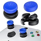 PlayRealm Thumbstick-Verlängerung und Silikon-Griffabdeckung, kein Herunterfallen, 2 Sets für Xbox Series X/S & Xbox One S/X Controller (Turbo Blue)