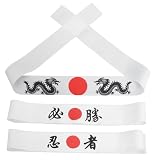 ULTECHNOVO 3 Stück Ninja-stirnband Stirnband Karate Stirnband Japanisches Kochstirnband Dekorative Karate-stirnbänder Herrenstirnband Karate-zubehör Japanische Band Kochzubehör Weiß Poly