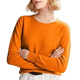 Paper Cup Pullover für Damen, Winter, einfarbig, gestrickt, mit Rundhalsausschnitt, Undercover-Stil, langärmelig, mit Kapuze, Orange, S
