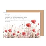 Edition Seidel Premium Trauerkarte mit Umschlag. Beileidskarte Trauer Karte In tiefem Mitgefühl Anteilnahme Beileid Blumenfeld Mohnblume (T1198 SW025)