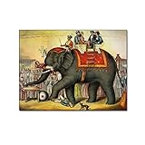 QITEX Bilderwand 50x70cm Kein Rahmen Wohnzimmer Leinwand Wand Gemälde Indischer Elefant Zurück Aristokratische Antiquitäten Show Esszimmer Sofa Hintergrund Dekoration Leinwand Poster Kunstdruck