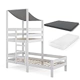 VitaliSpa Hausbett Tom, Weiß, 90x200 cm mit 2 M