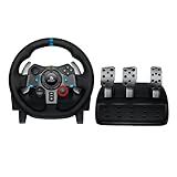 Logitech G29 Driving Force Gaming Rennlenkrad, Zweimotoriges Force Feedback, 900° Lenkbereich, Racing Leder-Lenkrad, Verstellbare Edelstahl Bodenpedale, für PS5, PS4, PC, Mac - Schw