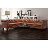 Willood Chesterfield-Sofa L-Form Ecksofa mit Schlaffunktion 6-Sitzer Kunstleder B