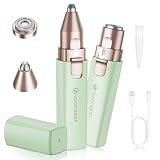 VOGCREST Haarschneider, 2-in-1 Gesichtshaarentferner und Augenbrauentrimmer für Frauen - wiederaufladbar, tragbar, mit LED-L