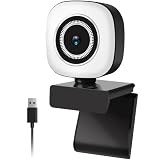 JORPETS Webcam HD 1080P mit Mikrofon & Ringlicht - USB Computer Web Cam Videokamera für Mac Windows Laptop Gaming Xbox Skype OBS Twitch Youtube Xsplit Stream V