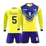 Benutzerdefiniert Fußball Trikot Kinder Personalisiert Trikot mit Namen Nummer Team und Logo Trainingsanzug Langarm T-Shirts, Shorts, Socke, Sommer Fussball Jersey für Jungen/H