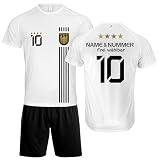 DE FANSHOP Original Personalisiertes Fußball Triko Deutschland Fussball Trikot Hose EM 2024 mit eigenem Namen Ideal für Jung und Alt Herren Jungen Kinder Geschenke für Fans der Nationalmannschaft D5