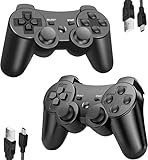 Lunriwis Controller für PS3, 2er Pack Wireless Controller für Play-Station 3 ，Wireless Double Shock 6 Achsen Bluetooth Joystick Rechargable Remote Gamepad Joystick mit 2 Ladekab