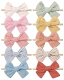 10PCS Baby Mädchen Stirnbänder Haar Bögen Nylon Baumwolle Leinen Haarbänder Handgemachte Haar Zubehör für Neugeborene Kleinkinder Kleines Mädchen und Kinder 3.5I