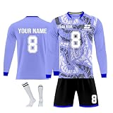 Generisch Trikot Kinder Personalisiert, Fussball Trikot mit Eigenem Namen Nummer und Logo Jungen, Fussball Trikots Shorts und Socken Anzug Blight Purple, 2 J