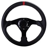 YTAFONPO Universal Rennlenkrad 320 mm Sport-Lenkrad, flach, Leder, Racing, Drift, PC, SIM-Spiel, Lenkrad-Steuerrahmen,