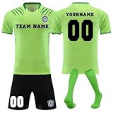 Generisch Personalisierte Fußball Trikot für Jungen/Herren, Fussball Trikots Shorts und Socken Anzug, Fussball Trikot mit eigenem Namen Nummer und Logo Kinder/Erw