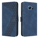 OKZone Kompatibel mit Samsung Galaxy S7 Edge Hülle, Handyhülle Samsung S7 Edge, PU Leder Tasche Wallet Schutzhülle Flip Cover Klappbar Brieftasche Etui mit Magnet Kartenfach TPU Lederhülle (Blau)
