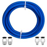 6PCS PTFE Schlauch Blau schlauch 2m Blau, Teflonschlauch Für 3D Drucker 1,75 Mm Filament, Durchmesser mit 2 PC4-M6 und 2 PC4-M10Pneumatikanschlüssen, Hochtemperaturbeständig & Reibung