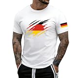 Herren Fußball WM 2026 T-Shirt Deutschland Trikot Fanshirt mit 3D Druck Kurzarm Rundhalsausschnitt Lässige Fanbekleidung Sommer Fußball Freizeit Fans Top Public Viewing Tee S