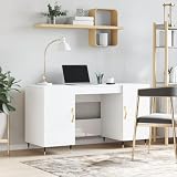 Somanki Schreibtisch Hochglanz-Weiß 140x50x75 cm Holzwerkstoff, Gaming Tisch, Computertisch, Computer Desk, Office Table, Bürotisch, Arbeitstisch, Nähtisch, Pc Tisch - 829526