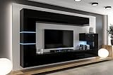 Furnitech Wohnwand Wohnzimmer - Hängend Wohnwand Modern - Wohnzimmer Schrankwand mit Regale und TV Schrank - Wohnzimmer Möbel ohne LED (AN89NEW-21B-HG1)