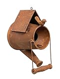 DanDiBo Vogelhaus zum Aufhängen Edelrost Deko Rost Gießkanne Wetterfest 96424 Nistkasten Futterstation für Vögel Shabby mit Kette hängend Metallkanne Kanne Balk