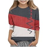 Mädchen 3/4 Arm Shirt Casual Sommer Tshirt Basic Rundhals Oberteile Locker Leichte T-Shirt Kinder Baumwolle Bluse Tops Mode Farbblock Sportshirt Weich Bequem Blusentops Streetw