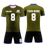 Personalisierte Fußball Trikot Erwachsene Kinder, Deutschland Fußball Trikot mit eigenem Namen Logo Nummer, Fussball Trikot Set Jungen H