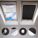 Johgee Dachfenster Rollo Thermo Sonnenschutz Silberbeschichtung Verdunkelungsrollo für VELUX Dachfenster GGU GGL GPU GPL GHU GHL GTU GTL GXU GXL (ohne Bohren mit Saugnäpfen,Größe 38x53cm)