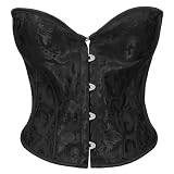 VONMELLI Bustier Korsett Top Spitze Überbrust Shapewear Dessous Cosplay Kostüm Schwarz M
