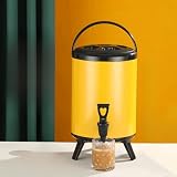 Isolierter Getränkespender, Edelstahl, isolierte heiße und kalte Kaffeekanne, 8 l, Heißgetränkespender mit Zapfhahn für Kaffee und heißen Tee, kalte Milch, Wasser, Saft (gelb)
