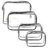4 Stück Transparent Kulturbeutel,Transparent Make-up Tasche PVC Wasserdicht Große Reise Kulturtasche für Männer, Frauen, Kinder, Familie (Klein, Medium, Groß)