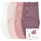 Mama Cheetah Pucksack für Babys, Decke aus Bio-Baumwolle, verstellbar, einfaches Wickeln, für Jungen und Mädchen, 0-3 Monate, Baby Essentials, 4 Stück