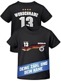 MoonWorks® Baby T-Shirt Fussball Trikot mit Name und Wunschzahl Deutschland EM 2024 personalisierbares Fanshirt Junge/Mädchen Schwarz 68/74 (4-9 Monate)