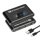 HDMI-Switch 8K HDMI 2.0 Splitter, Aluminium bidirektionaler HDMI-Umschalter 2 Eingänge 1 Ausgang, HDMI-Switch-Verteiler 1 x 2/2 x 1, unterstützt 8K 3D HD 1080P Plug and Play für Xbox PS4 Roku HDTV